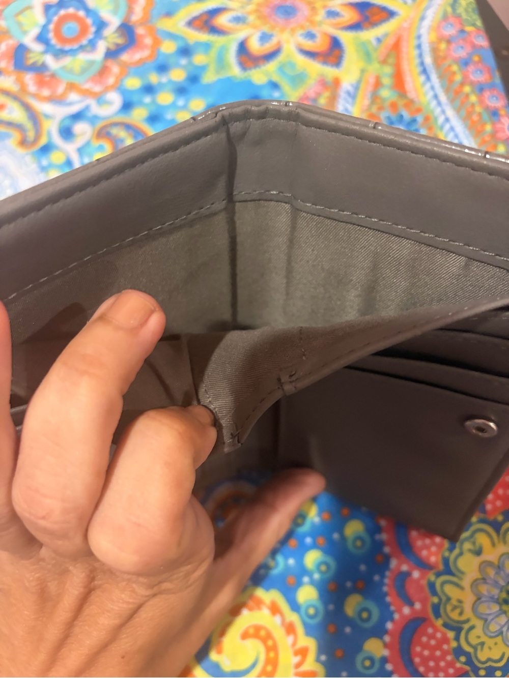 Stradivarius Croc-Embossed Zip Wallet in Grey with 8 compartment large space for - Picture 4 of 5